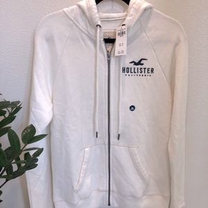 Hollister White Zip-Up Jacket